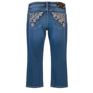 Miss Me Women's Size 28 Cuffed Capri Jeans Style JP5668P Embellished Pockets